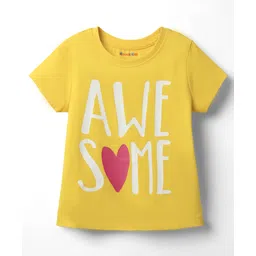 kookie kids india Kookie Kids Single Jersey Knit Half Sleeves T-Shirt With Awesome Print - Yellow-picture-28