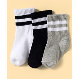kookie kids india Kookie Kids Socks With Stripe Pack Of 3 - Grey & White-picture-14