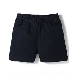 kookie kids india Kookie Kids Solid Denim Shorts With Elasticated Waist & Pockets - Black-picture-26