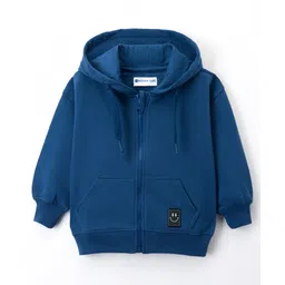 kookie kids india Kookie Kids Terry Knit Full Sleeves Solid Color Hooded SweatJacket with Kangaroo Pocket - Navy Blue-picture-11