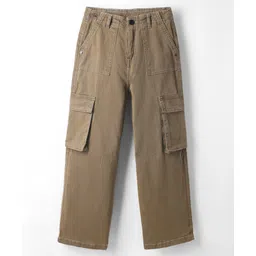 kookie kids india Kookie Kids Twill Woven Full Length Solid Color Pant with Front Pockets - Brown-picture-10