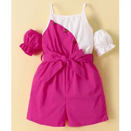 Kookie Kids Cold Shoulder Sleeves Solid Color Jumpsuit - Fuschia-picture-13
