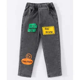 Kookie Kids Full Length Jeans Text Print - Grey-picture-27