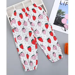 Kookie Kids Full Length Lounge Pants Strawberry Print - Multicolor-picture-17