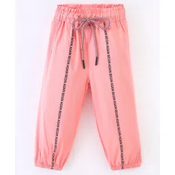 Kookie Kids Full Length Lounge Pants With Graphics Print & Cord Detailing -Peach-picture-29
