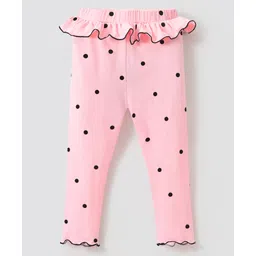 Kookie Kids Full Length Lounge Pants With Polka Dots Print - Pink-picture-36