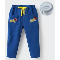Kookie Kids Full Length Lounge Pants With Text Embroidery Front Pockets - Blue-picture-13