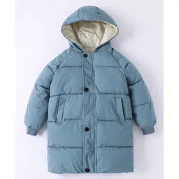 Kookie Kids Full Raglan Sleeves Hooded Padded Jacket - Blue-picture-27