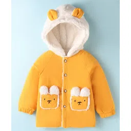 Kookie Kids Full Raglan Sleeves Hooded Winter Jacket with Sheep Applique - Yellow-picture-30