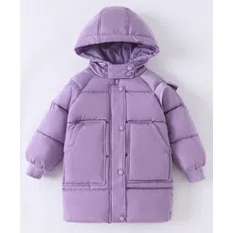 Kookie Kids Full Raglan Sleeves Padded Hooded Jacket with Solid Colour - Purple-picture-23