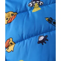 Kookie Kids Full Sleeves Duck Printed Padded Hooded Jacket With Ear & Pocket Detailing - Blue image 3