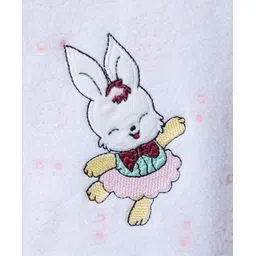 Kookie Kids Full Sleeves Footed  Hooded Winter Wear Romper with Bunny Embroidery - Pink image 4