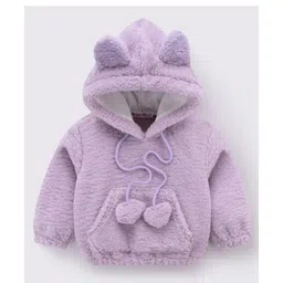 Kookie Kids Full Sleeves Fur Hoodie with Kangaroo Pocket - Purple-picture-11