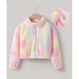 Kookie Kids Full Sleeves High Neck Front Open Tie & Dye Winter Jacket - Multicolour-picture-14