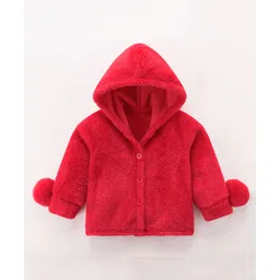 Kookie Kids Full Sleeves Hooded Jacket Solid Colour - Red-picture-27