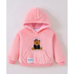 Kookie Kids Full Sleeves Hooded Sweat Jacket Teddy Applique - Pink-picture-39