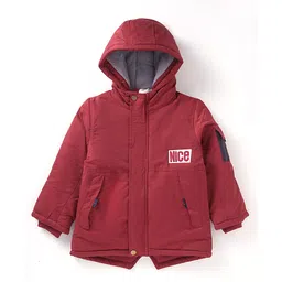 Kookie Kids Full Sleeves Hooded Winter Jacket With Solid Colour - Maroon-picture-38