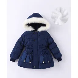 Kookie Kids Full Sleeves Padded Hooded Jacket with Pockets - Navy Blue-picture-15