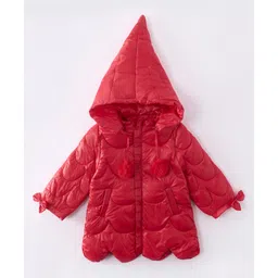 Kookie Kids Full Sleeves Padded Hooded Jacket With Pockets - Red-picture-34