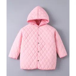 Kookie Kids Full Sleeves Padded Hooded Jacket with Solid Colour & Quilted Design - Pink-picture-30