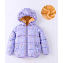 Kookie Kids Full Sleeves Padded Hooded Jacket with Unicorn Print - Lilac-picture-23