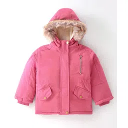 Kookie Kids Full Sleeves Padded Hooded Solid Colour Jacket - Pink-picture-22