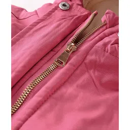 Kookie Kids Full Sleeves Padded Hooded Solid Colour Jacket - Pink image 3