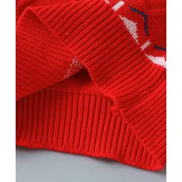 Kookie Kids Full Sleeves Pullover Sweater with Cable Knit Design - Red image 5