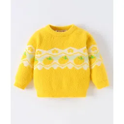 Kookie Kids Full Sleeves Pullover Sweater with Strawberry Design - Yellow-picture-39