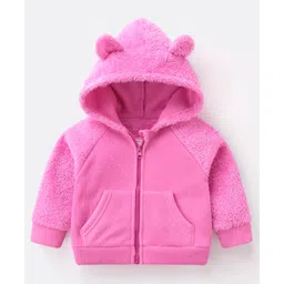 Kookie Kids Full Sleeves Solid Colour Hooded Jacket with Applique - Fuchsia-picture-16