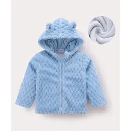 Kookie Kids Full Sleeves Solid Hooded Winter Jacket with Ears Applique - Blue-picture-26