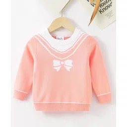 Kookie Kids Full Sleeves Sweater Bow Design - Pink-picture-24