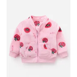 Kookie Kids Full Sleeves Sweatjacket Tomato Printed - Pink-picture-24