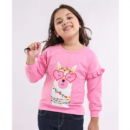 Kookie Kids Full Sleeves Sweatshirt Unicorn Print - Pink-picture-12