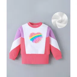 Kookie Kids Full Sleeves T-Shirt With Heart Applique - Pink & White-picture-25