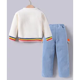Kookie Kids Full Sleeves Winter T-Shirt & Jeans Set with Rainbow Theme Print - White-picture-26