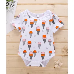 Kookie Kids Half Sleeves Onesie Ice Cream Print - White-picture-33