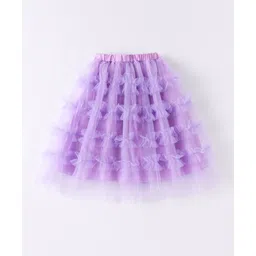 Kookie Kids Knee Length Layered Skirt with Frill Design Solid Colour  - Purple-picture-36