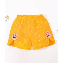 Kookie Kids Knee Length Shorts Polka Print & Bunny Patch - Yellow-picture-22