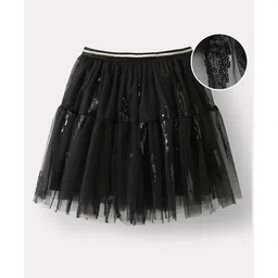 Kookie Kids Knee Length Tiered Skirt with Sequins - Black-picture-18
