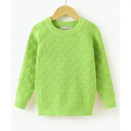 Kookie Kids Knit Full Sleeves Pullover Sweater with Cable Knit Design - Green-picture-20