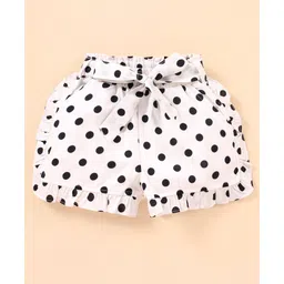 Kookie Kids Shorts with Frill Detailing & Polka Dots Printed -White-picture-17