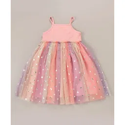 Kookie Kids Sleeveless Party Frock with Heart Sequin Detailing - Pink-picture-34