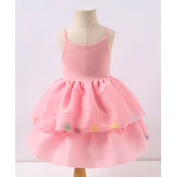 Kookie Kids Sleeveless Solid Colour Flared Party Frock - Pink-picture-15