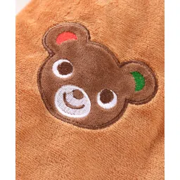 Kookie Kids Winter Wear Full Sleeves Hooded Romper with Bear Applique - Bronze image 4