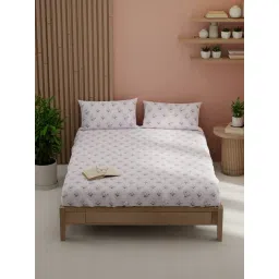 Kopa Baby Pink Microfiber Floral 152 TC Double Bedsheet with 2 Pillow Covers-picture-12