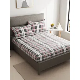 kopa BIANCA Aston Grey & White Printed Cotton 110 TC Queen Bedsheet with 2 Pillow Covers-picture-10
