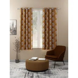 kopa BIANCA Set of 2 Mustard & Beige Floral Printed Window Curtain-picture-11