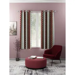 kopa BIANCA Set of 2 Red & White Geometric Window Curtains-picture-22