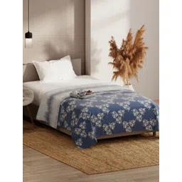 KOPA Blue & Grey Floral Microfiber AC Room 150 GSM Single Bed Dohar image 3